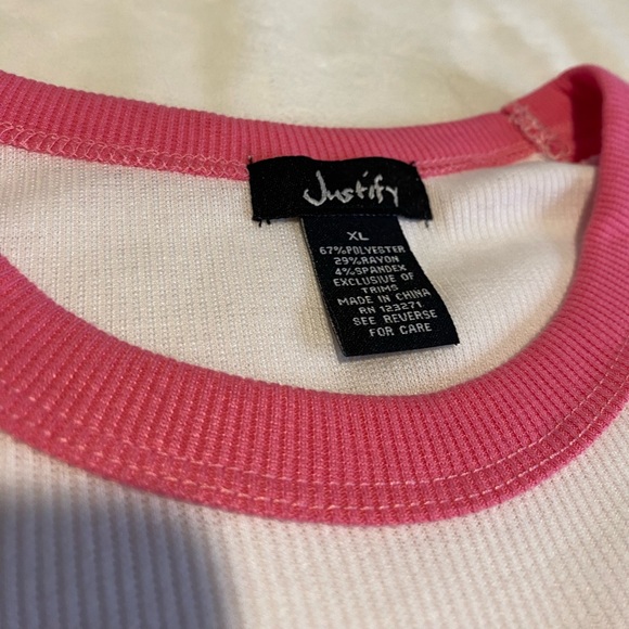 Pink and white short sleeve T shirt ‘Over it’ - Picture 2 of 7